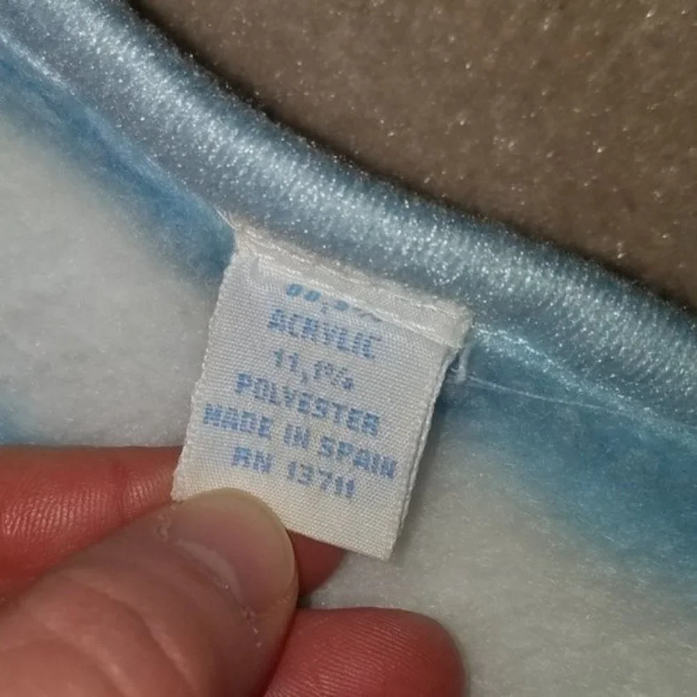 VTG Blue Baby Blanket Lovey Welcome Home Teddy Bear Santonja Acrylic Blend